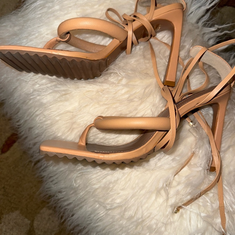 BCBGMaxAzria Tan Strappy Heels